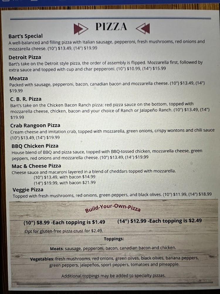 Bart's Pizza Pub Menu image 4